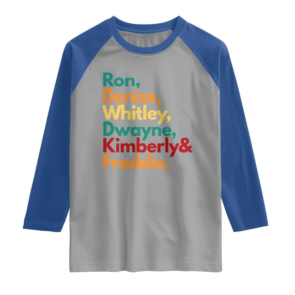 90s Black Sitcom HBCU Culture Tribute Raglan Shirt Ron Denise Whitley Dwayne Kimberly Freddie TS02 Sport Gray Royal Print Your Wear