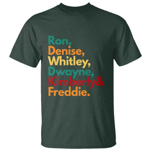 90s Black Sitcom HBCU Culture Tribute T Shirt Ron Denise Whitley Dwayne Kimberly Freddie TS02 Dark Forest Green Print Your Wear