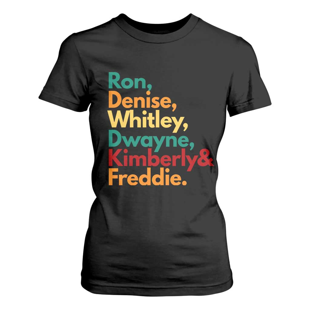 90s Black Sitcom HBCU Culture Tribute T Shirt For Women Ron Denise Whitley Dwayne Kimberly Freddie TS02 Black Print Your Wear