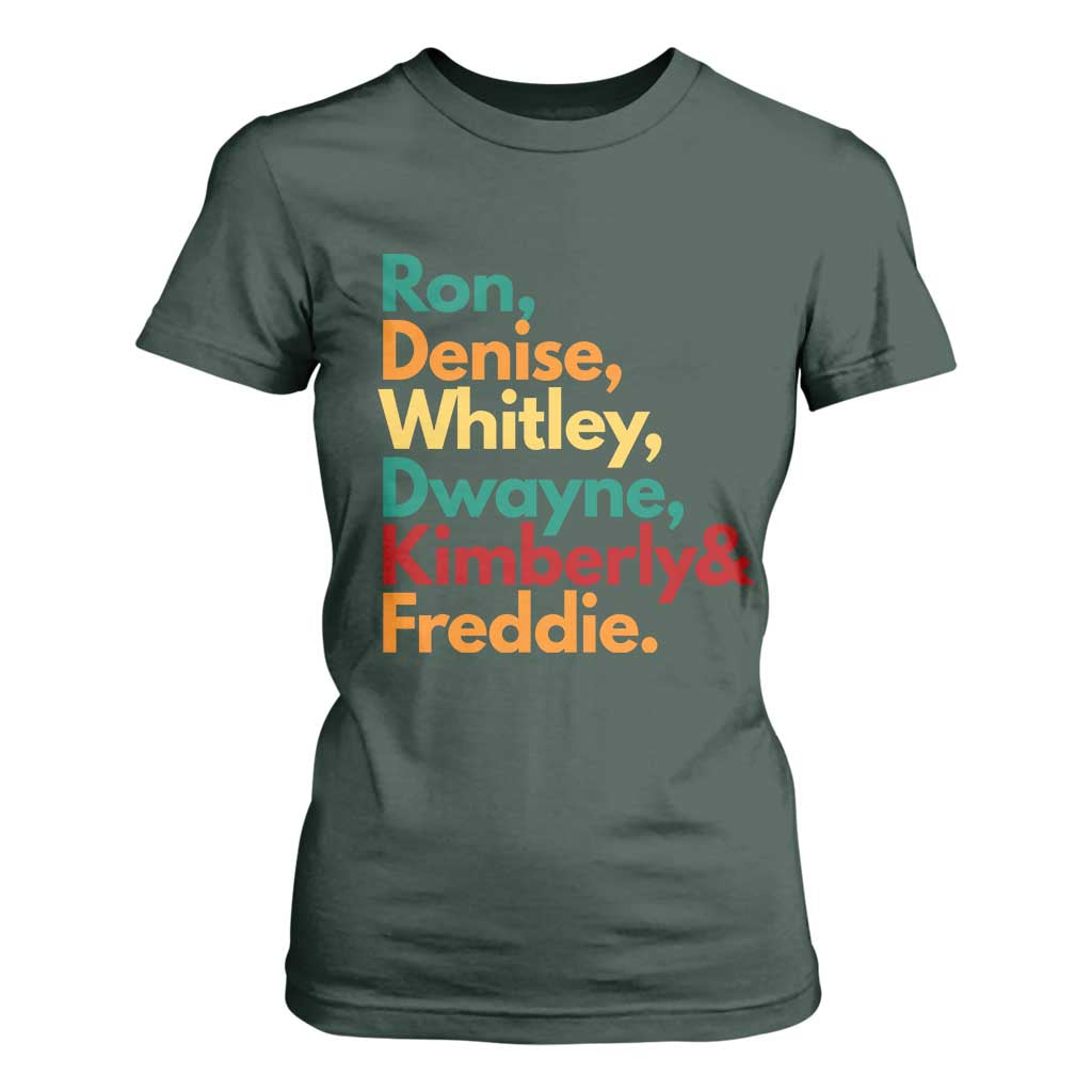 90s Black Sitcom HBCU Culture Tribute T Shirt For Women Ron Denise Whitley Dwayne Kimberly Freddie TS02 Dark Forest Green Print Your Wear