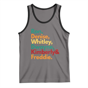 90s Black Sitcom HBCU Culture Tribute Tank Top Ron Denise Whitley Dwayne Kimberly Freddie TS02 Deep Heather Black Print Your Wear