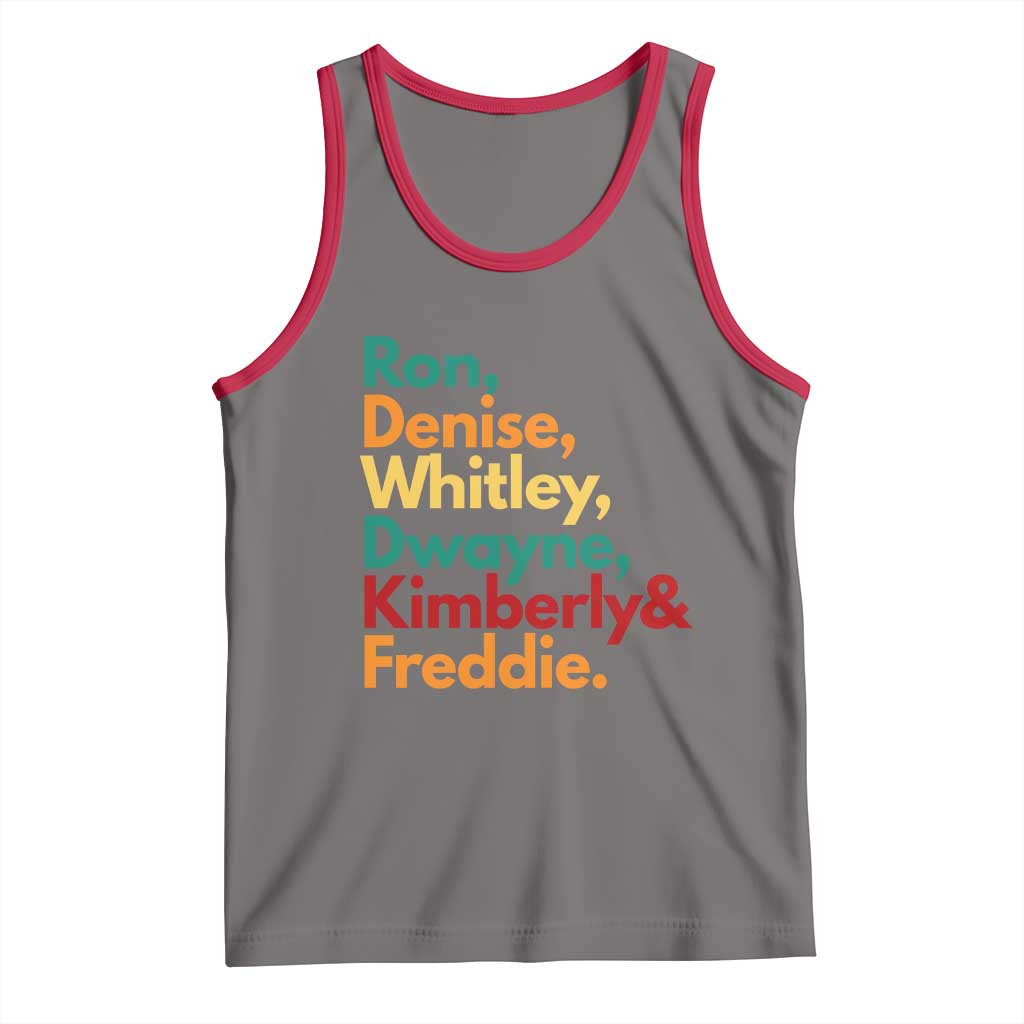 90s Black Sitcom HBCU Culture Tribute Tank Top Ron Denise Whitley Dwayne Kimberly Freddie TS02 Deep Heather Red Print Your Wear
