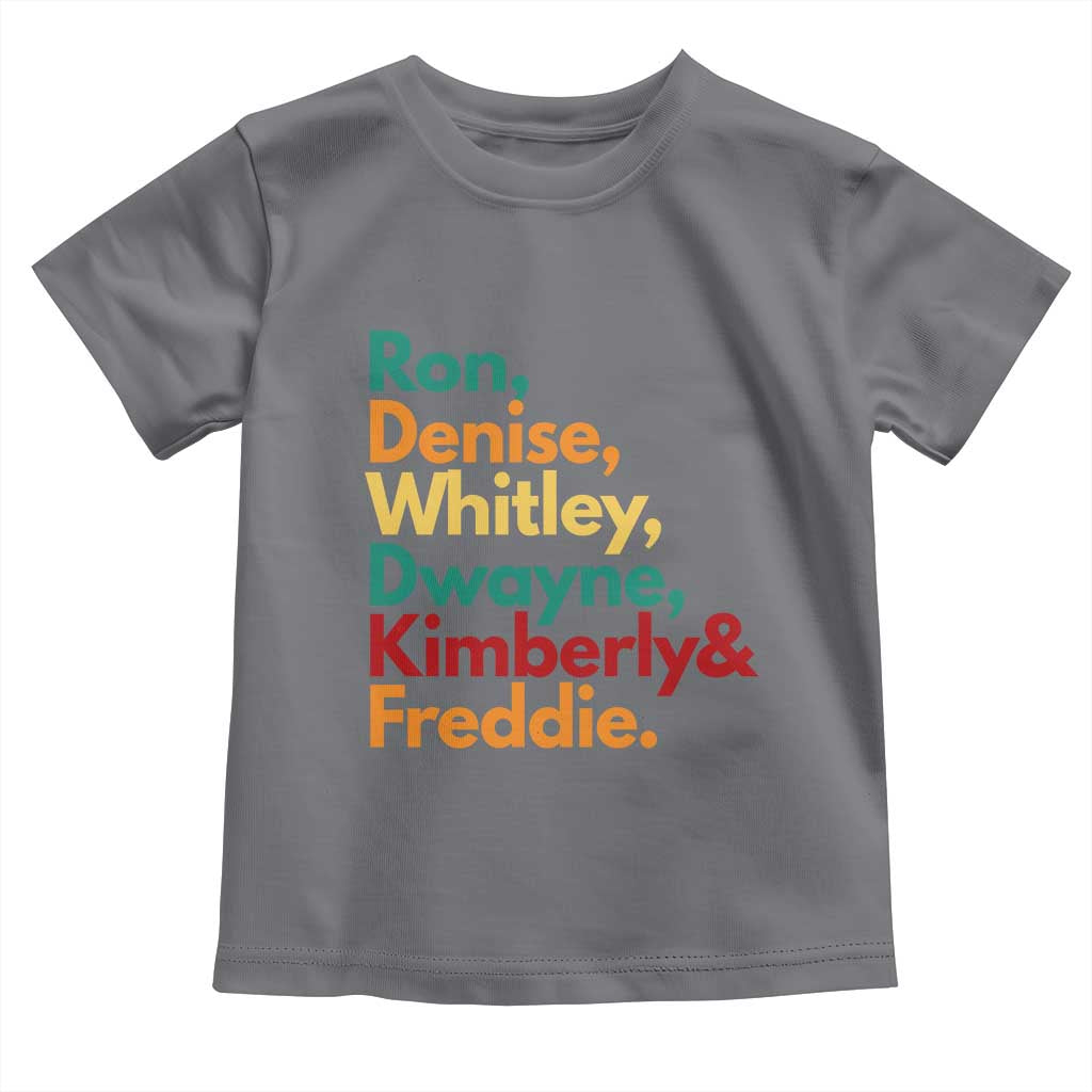 90s Black Sitcom HBCU Culture Tribute Toddler T Shirt Ron Denise Whitley Dwayne Kimberly Freddie TS02 Charcoal Print Your Wear