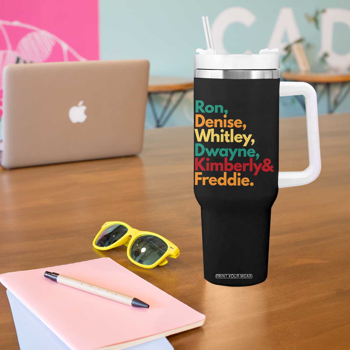 90s Black Sitcom HBCU Culture Tribute Tumbler With Handle Ron Denise Whitley Dwayne Kimberly Freddie TS02 Print Your Wear