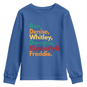 90s Black Sitcom HBCU Culture Tribute Youth Sweatshirt Ron Denise Whitley Dwayne Kimberly Freddie TS02 Royal Blue Print Your Wear
