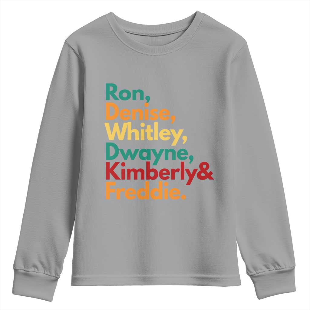 90s Black Sitcom HBCU Culture Tribute Youth Sweatshirt Ron Denise Whitley Dwayne Kimberly Freddie TS02 Sport Gray Print Your Wear