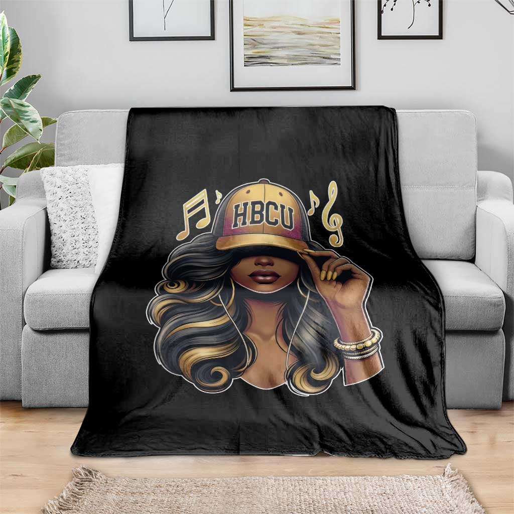 HBCU Queen Vibes Throw Blanket Melanin Music College Pride for Black Excellence Supporters TS02 Print Your Wear