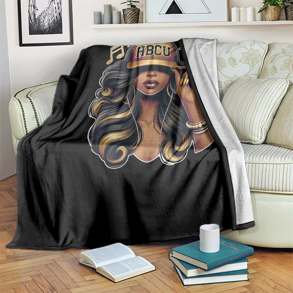 HBCU Queen Vibes Throw Blanket Melanin Music College Pride for Black Excellence Supporters TS02 Print Your Wear