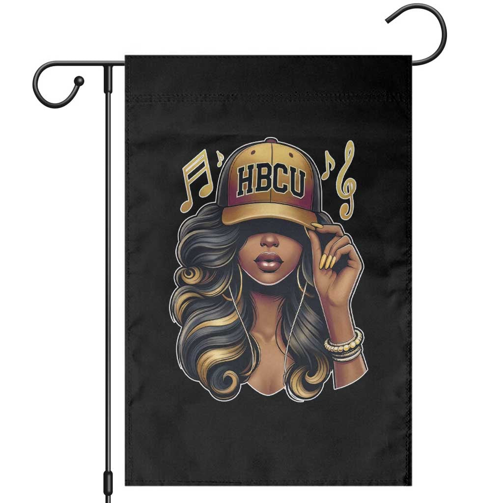 HBCU Queen Vibes Garden Flag Melanin Music College Pride for Black Excellence Supporters TS02 Black Print Your Wear