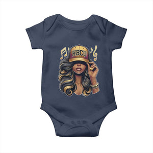 HBCU Queen Vibes Baby Onesie Melanin Music College Pride for Black Excellence Supporters TS02 Navy Print Your Wear