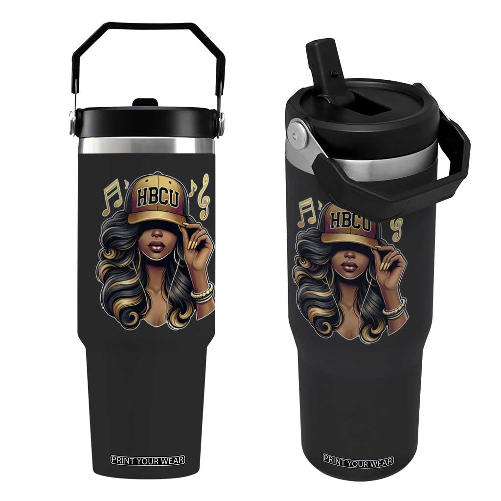 HBCU Queen Vibes Flip Straw Tumbler Melanin Music College Pride for Black Excellence Supporters TS02 One Size: 30 oz Black Print Your Wear