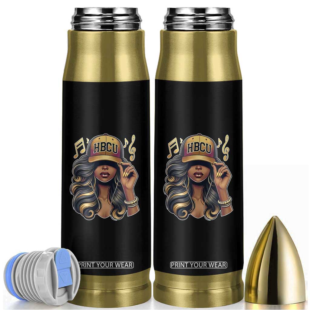 HBCU Queen Vibes Bullet Tumbler Melanin Music College Pride for Black Excellence Supporters TS02 Black Print Your Wear