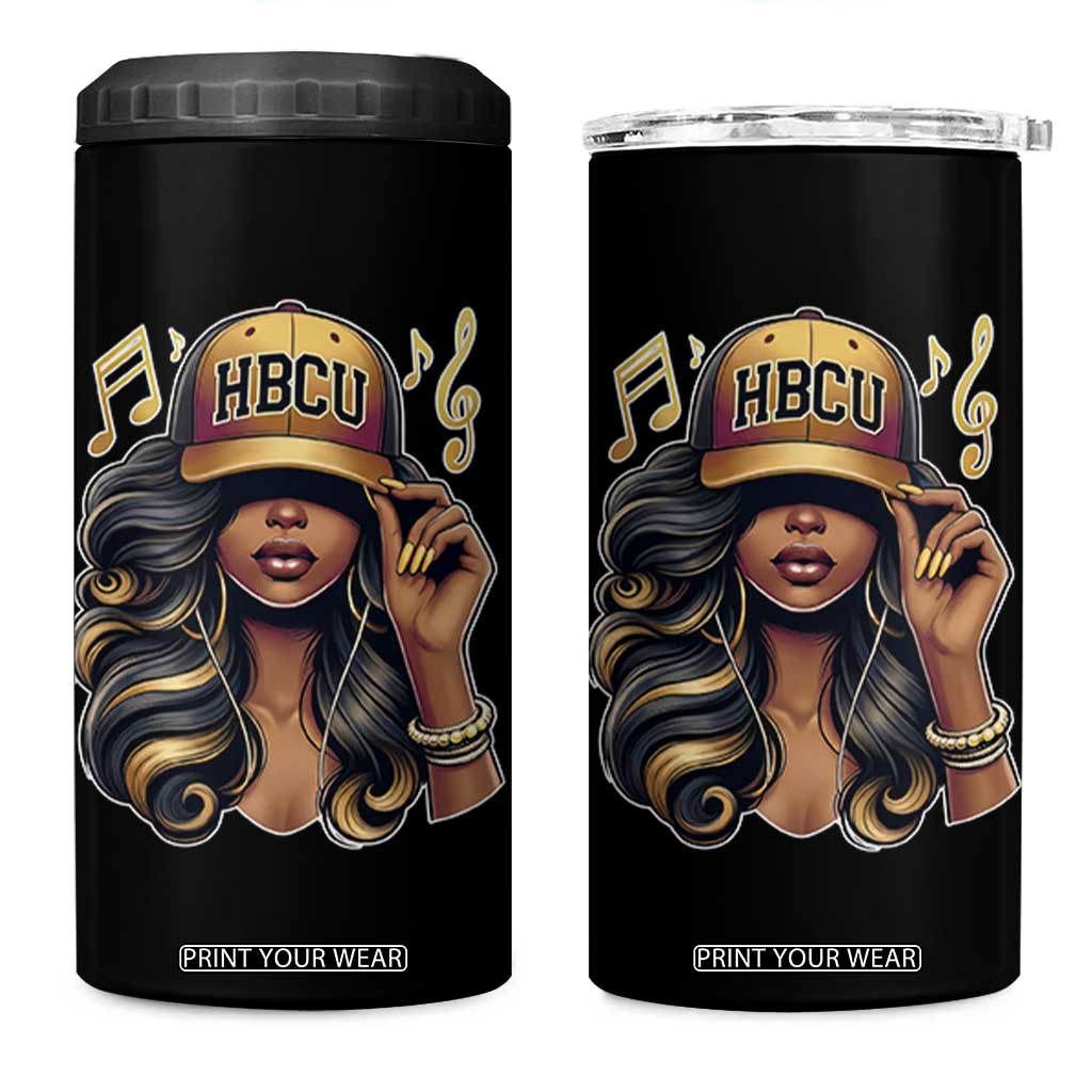 HBCU Queen Vibes 4 in 1 Can Cooler Tumbler Melanin Music College Pride for Black Excellence Supporters TS02 One Size: 16 oz Black Print Your Wear