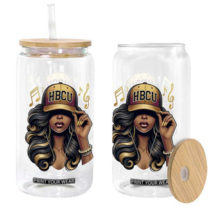HBCU Queen Vibes Glass Can Melanin Music College Pride for Black Excellence Supporters TS02 Print Your Wear