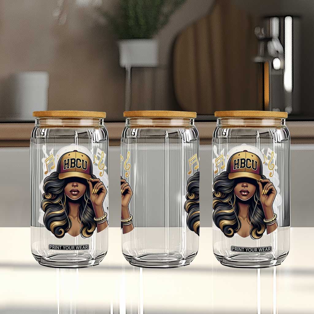 HBCU Queen Vibes Glass Can Melanin Music College Pride for Black Excellence Supporters TS02 Print Your Wear