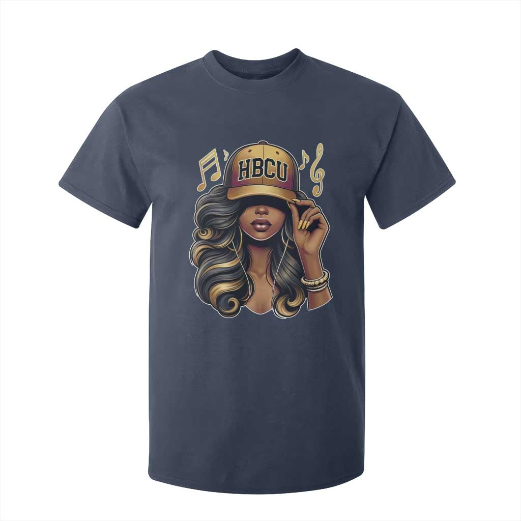 HBCU Queen Vibes T Shirt For Kid Melanin Music College Pride for Black Excellence Supporters TS02 Navy Print Your Wear