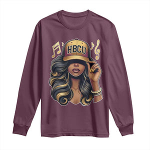 HBCU Queen Vibes Long Sleeve Shirt Melanin Music College Pride for Black Excellence Supporters TS02 Maroon Print Your Wear