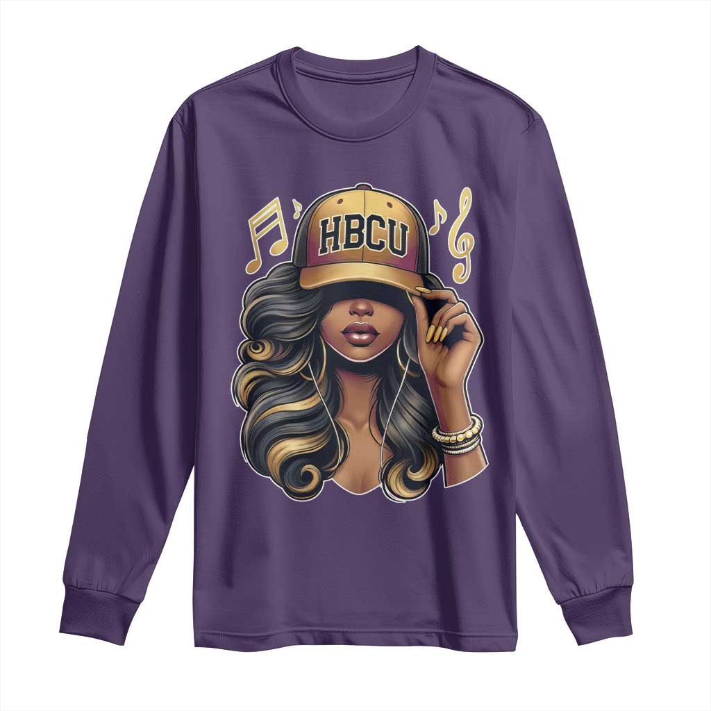 HBCU Queen Vibes Long Sleeve Shirt Melanin Music College Pride for Black Excellence Supporters TS02 Purple Print Your Wear