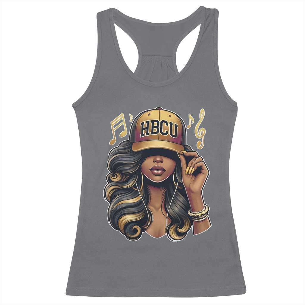 HBCU Queen Vibes Racerback Tank Top Melanin Music College Pride for Black Excellence Supporters TS02 Charcoal Print Your Wear