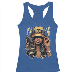HBCU Queen Vibes Racerback Tank Top Melanin Music College Pride for Black Excellence Supporters TS02 Royal Blue Print Your Wear