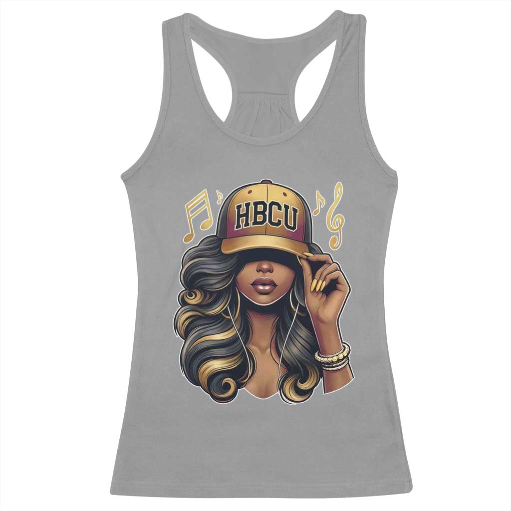 HBCU Queen Vibes Racerback Tank Top Melanin Music College Pride for Black Excellence Supporters TS02 Sport Gray Print Your Wear