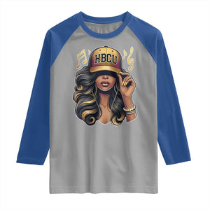 HBCU Queen Vibes Raglan Shirt Melanin Music College Pride for Black Excellence Supporters TS02 Sport Gray Royal Print Your Wear