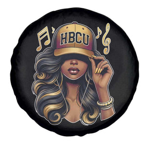 HBCU Queen Vibes Spare Tire Cover Melanin Music College Pride for Black Excellence Supporters TS02 Print Your Wear