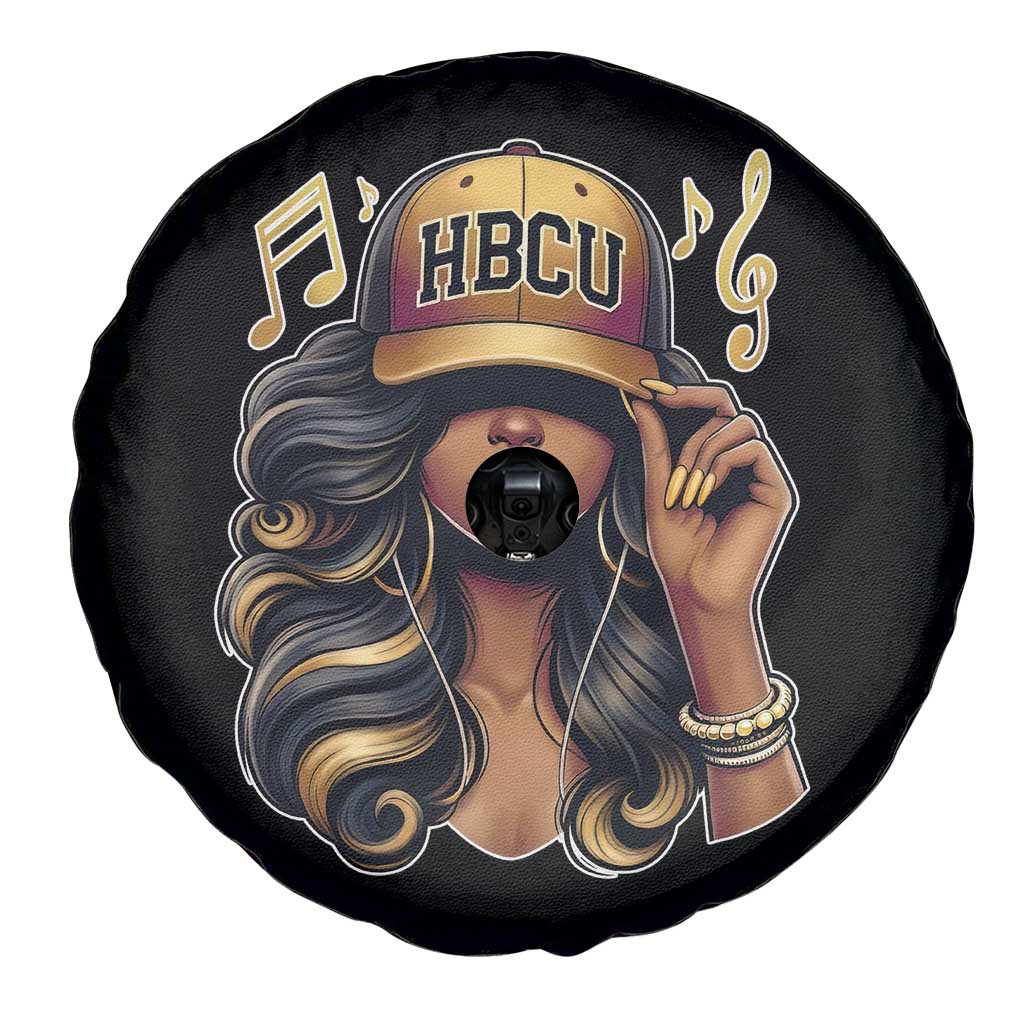 HBCU Queen Vibes Spare Tire Cover Melanin Music College Pride for Black Excellence Supporters TS02 Print Your Wear