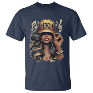 HBCU Queen Vibes T Shirt Melanin Music College Pride for Black Excellence Supporters TS02 Navy Print Your Wear