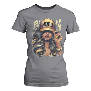 HBCU Queen Vibes T Shirt For Women Melanin Music College Pride for Black Excellence Supporters TS02 Charcoal Print Your Wear