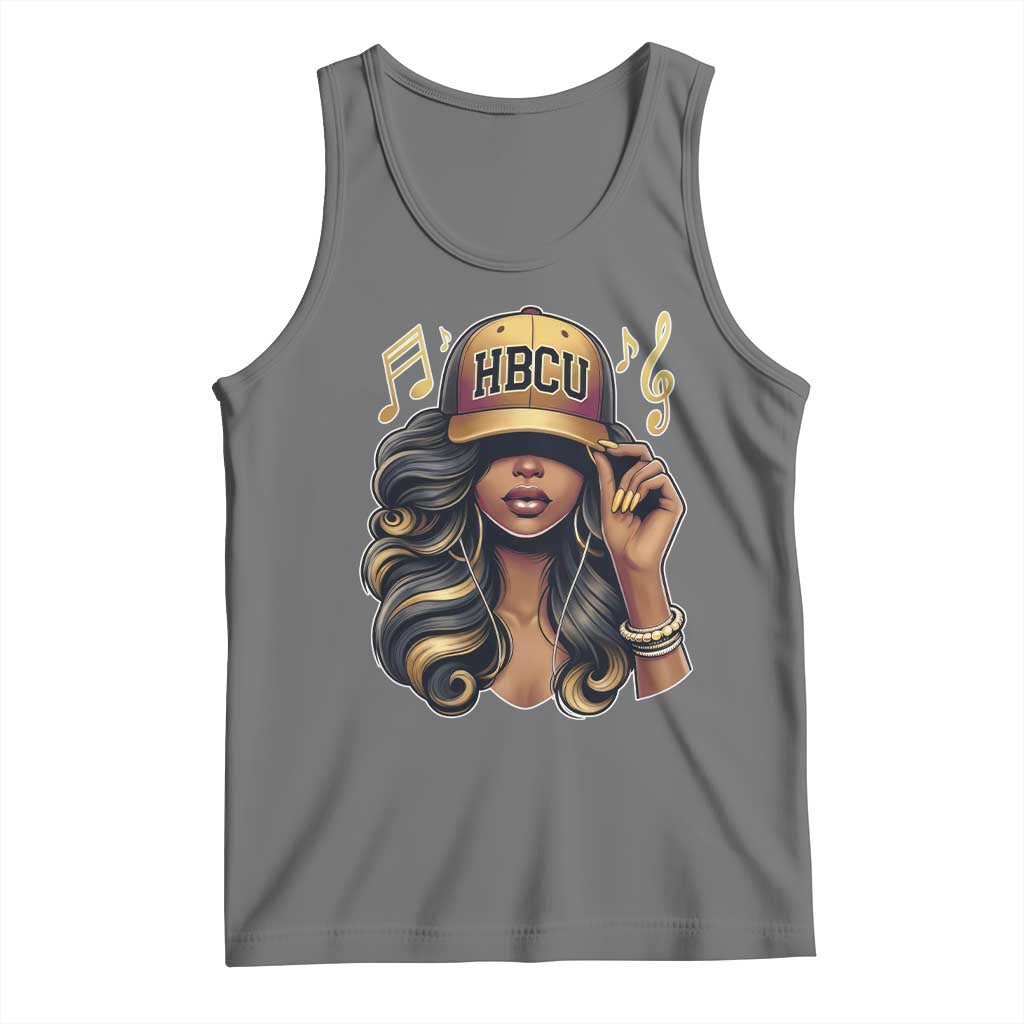 HBCU Queen Vibes Tank Top Melanin Music College Pride for Black Excellence Supporters TS02 Black Heather Print Your Wear