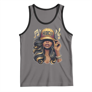 HBCU Queen Vibes Tank Top Melanin Music College Pride for Black Excellence Supporters TS02 Deep Heather Black Print Your Wear
