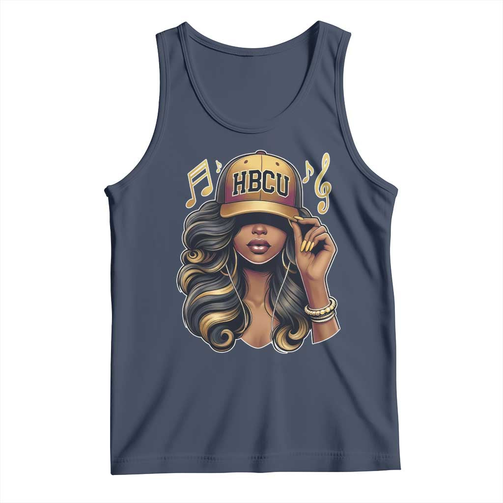 HBCU Queen Vibes Tank Top Melanin Music College Pride for Black Excellence Supporters TS02 Navy Print Your Wear