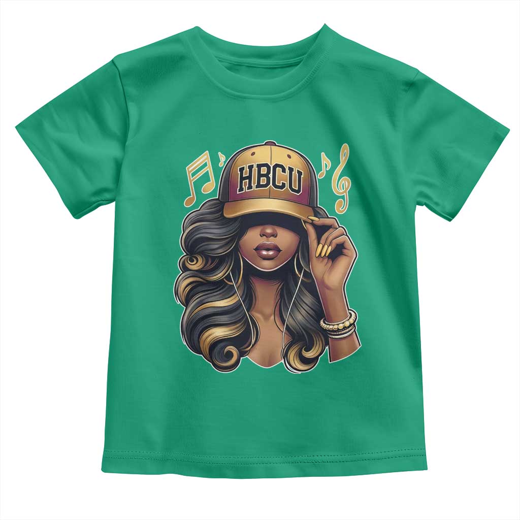 HBCU Queen Vibes Toddler T Shirt Melanin Music College Pride for Black Excellence Supporters TS02 Irish Green Print Your Wear