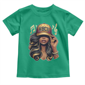 HBCU Queen Vibes Toddler T Shirt Melanin Music College Pride for Black Excellence Supporters TS02 Irish Green Print Your Wear