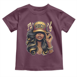 HBCU Queen Vibes Toddler T Shirt Melanin Music College Pride for Black Excellence Supporters TS02 Maroon Print Your Wear