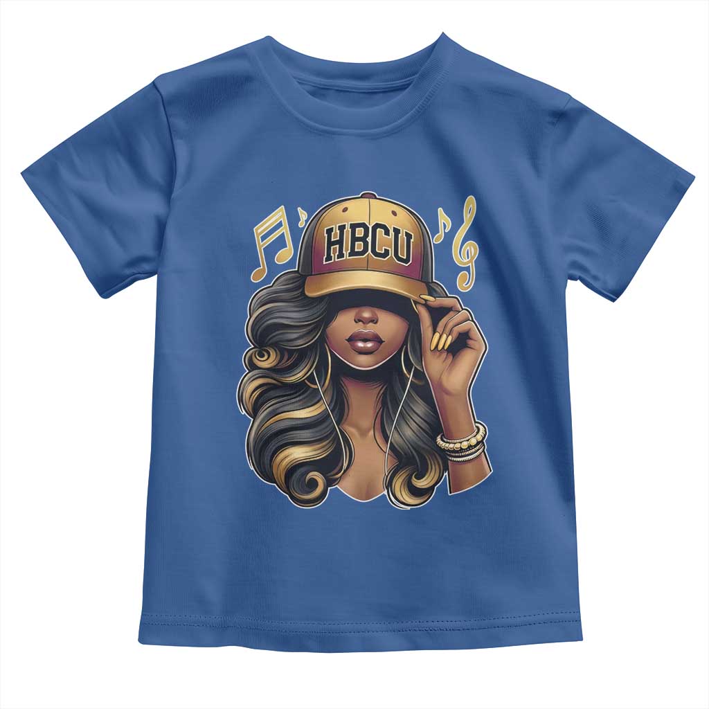 HBCU Queen Vibes Toddler T Shirt Melanin Music College Pride for Black Excellence Supporters TS02 Royal Blue Print Your Wear