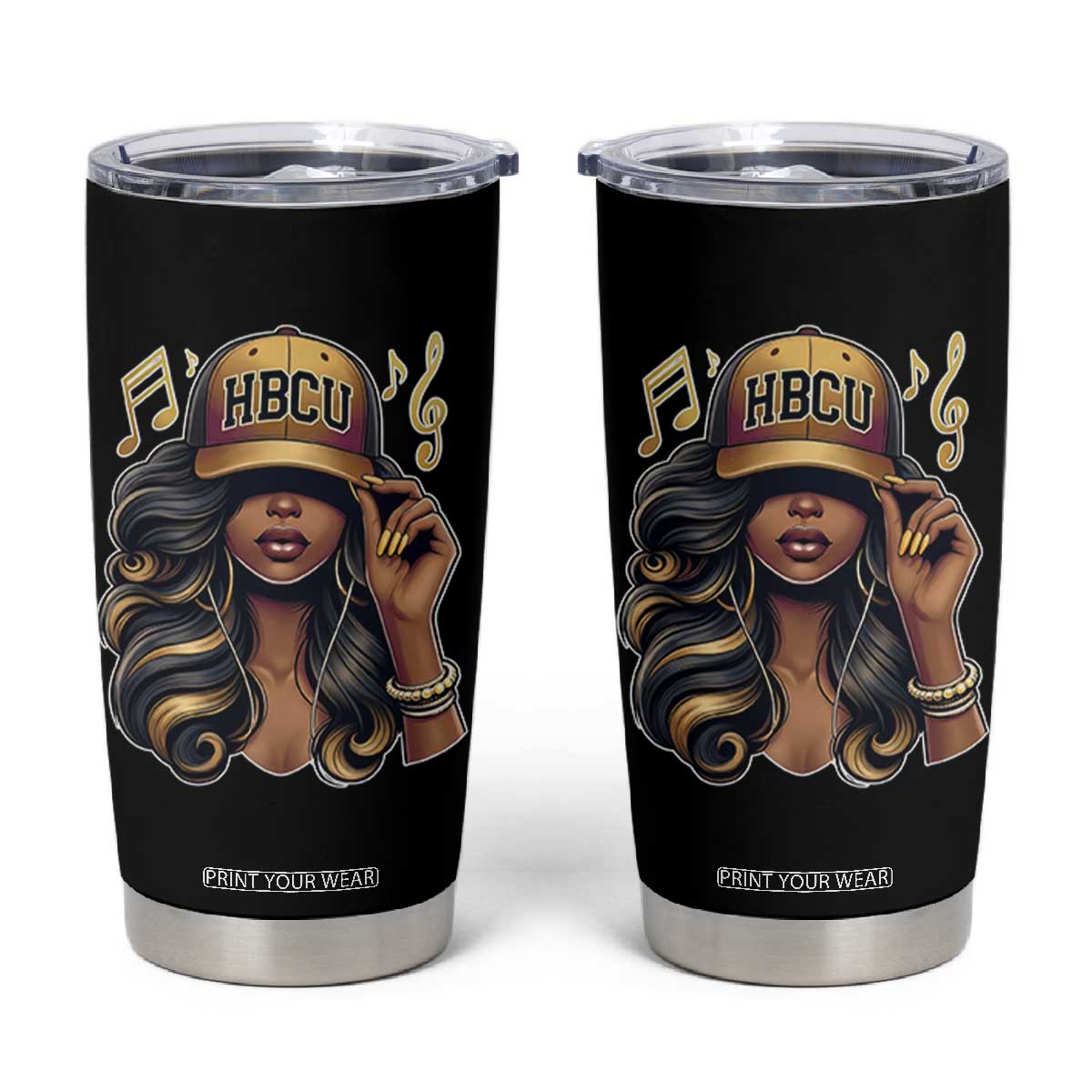 HBCU Queen Vibes Tumbler Cup Melanin Music College Pride for Black Excellence Supporters TS02 Black Print Your Wear