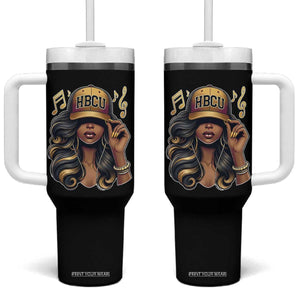 HBCU Queen Vibes Tumbler With Handle Melanin Music College Pride for Black Excellence Supporters TS02 One Size: 40 oz Black Print Your Wear
