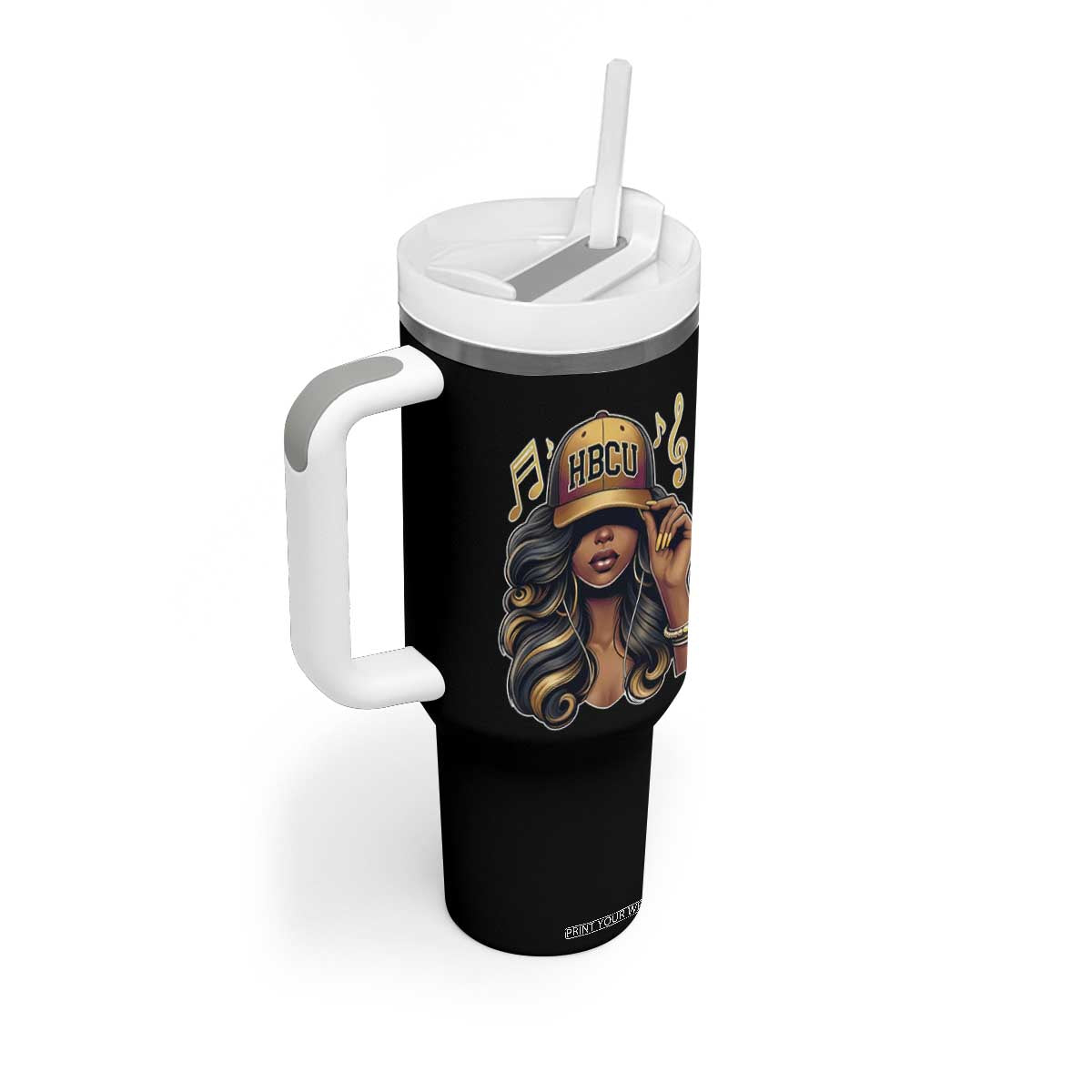 HBCU Queen Vibes Tumbler With Handle Melanin Music College Pride for Black Excellence Supporters TS02 Print Your Wear