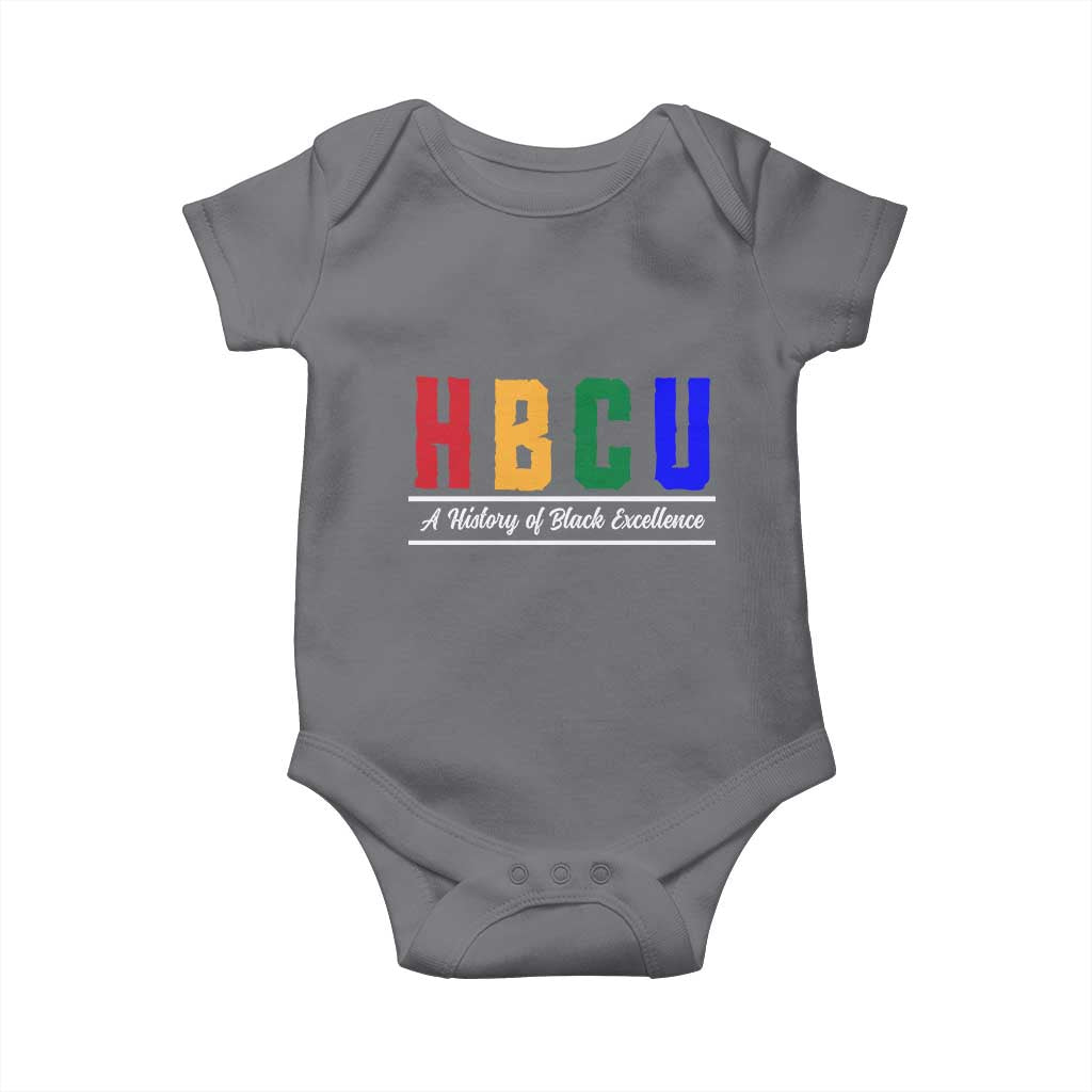 HBCU A History of Black Excellence Baby Onesie College Pride Statement Celebrating African American Achievement TS02 Charcoal Print Your Wear