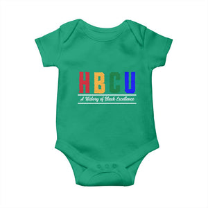 HBCU A History of Black Excellence Baby Onesie College Pride Statement Celebrating African American Achievement TS02 Irish Green Print Your Wear