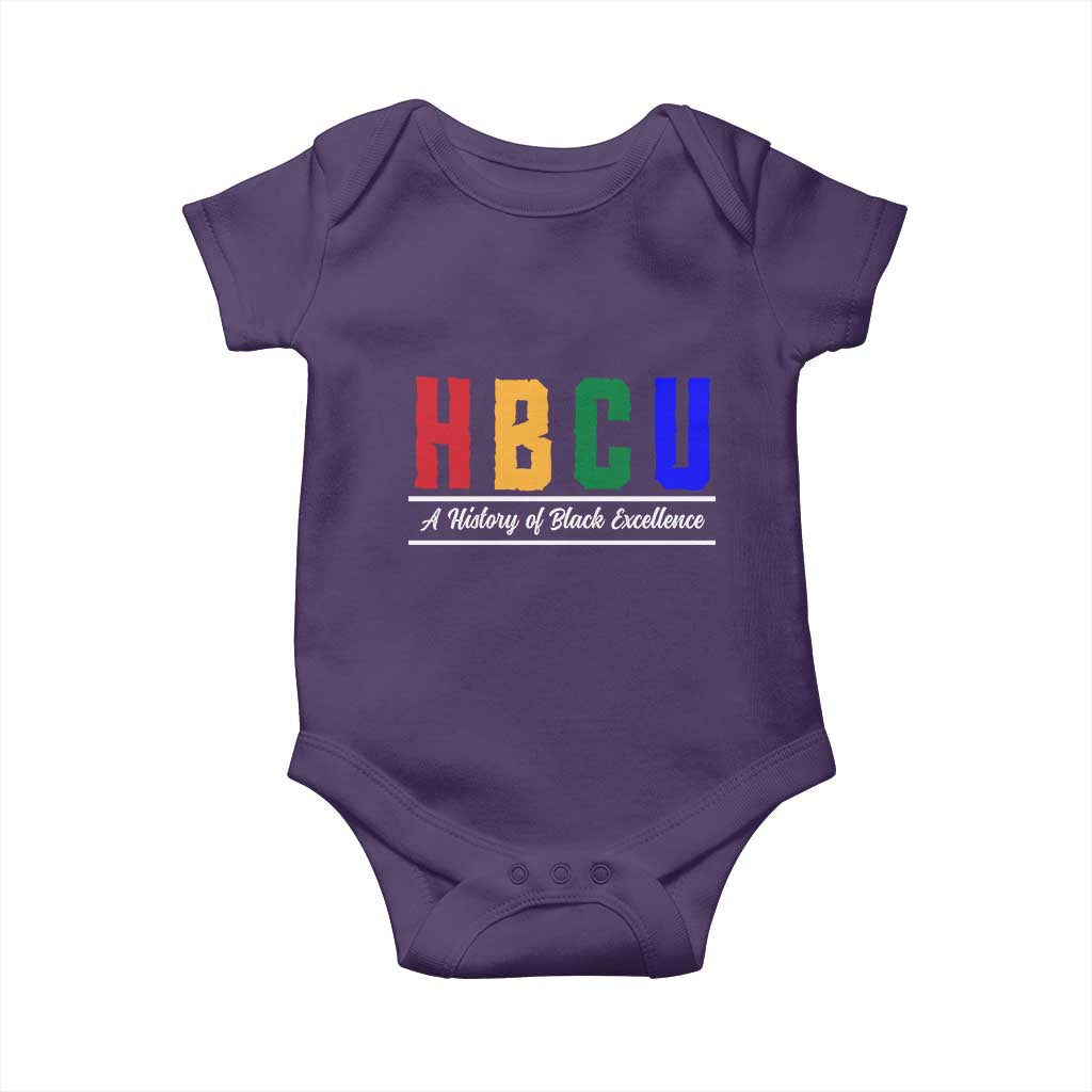 HBCU A History of Black Excellence Baby Onesie College Pride Statement Celebrating African American Achievement TS02 Purple Print Your Wear