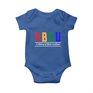 HBCU A History of Black Excellence Baby Onesie College Pride Statement Celebrating African American Achievement TS02 Royal Blue Print Your Wear