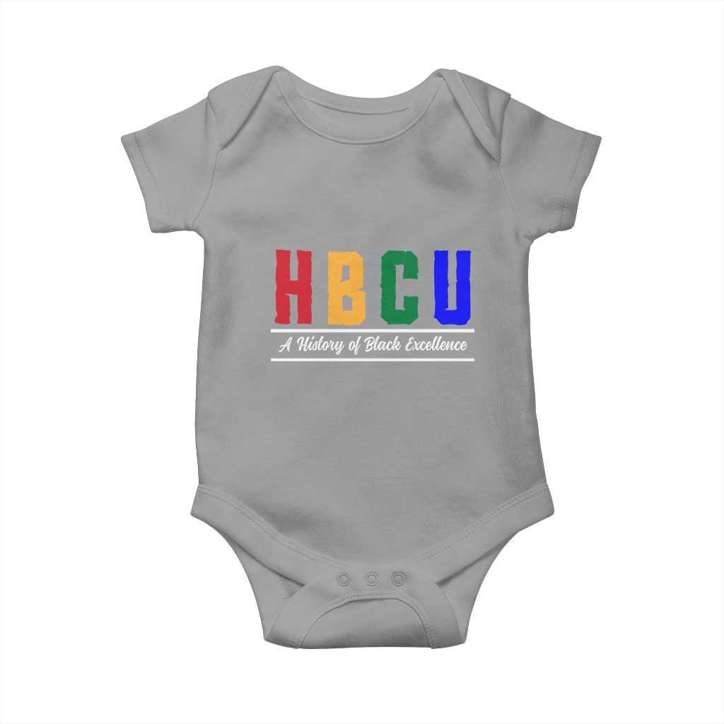 HBCU A History of Black Excellence Baby Onesie College Pride Statement Celebrating African American Achievement TS02 Sport Gray Print Your Wear