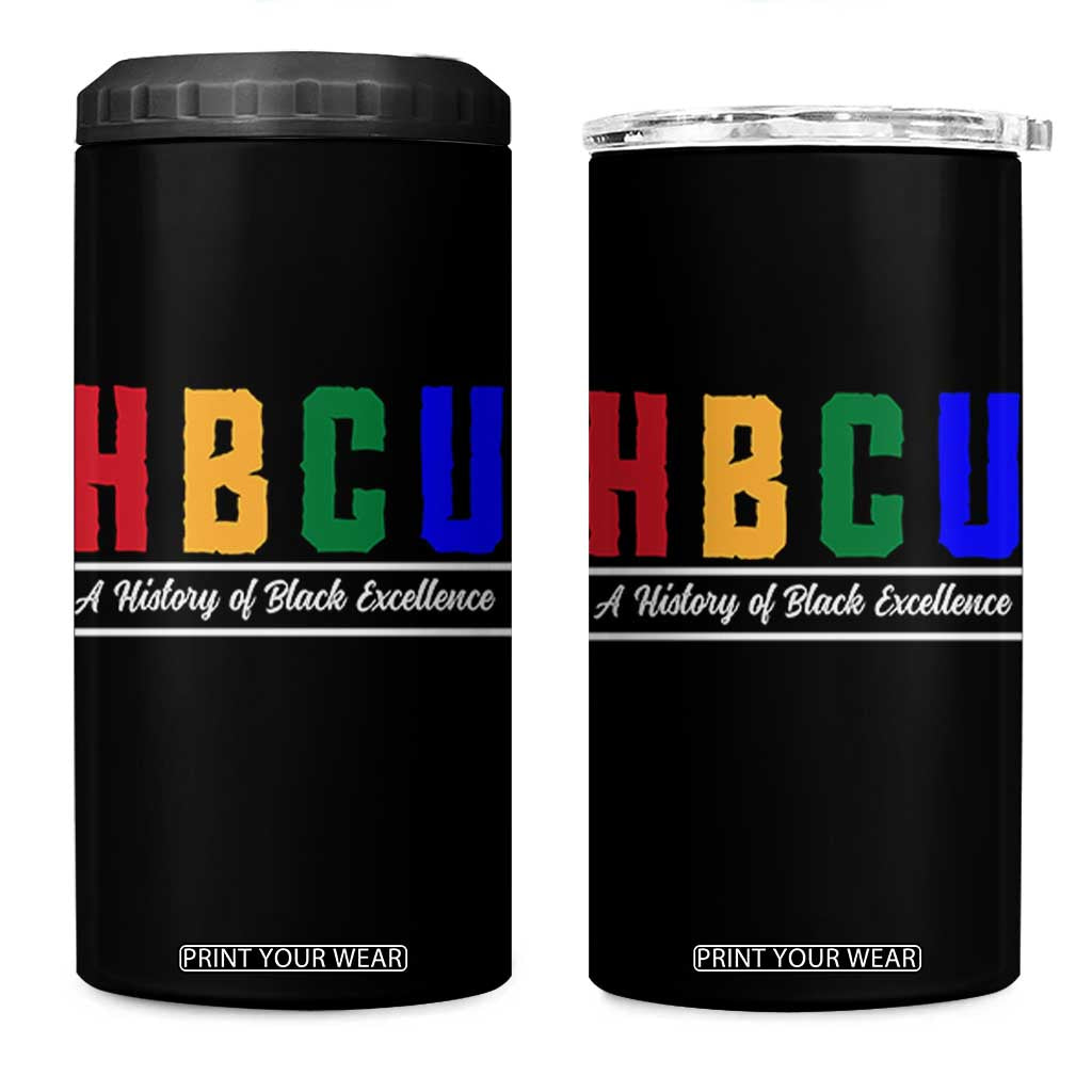 HBCU A History of Black Excellence 4 in 1 Can Cooler Tumbler College Pride Statement Celebrating African American Achievement TS02 One Size: 16 oz Black Print Your Wear