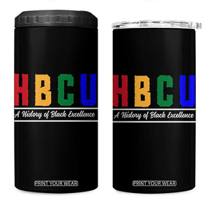 HBCU A History of Black Excellence 4 in 1 Can Cooler Tumbler College Pride Statement Celebrating African American Achievement TS02 One Size: 16 oz Black Print Your Wear