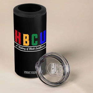 HBCU A History of Black Excellence 4 in 1 Can Cooler Tumbler College Pride Statement Celebrating African American Achievement TS02 Print Your Wear