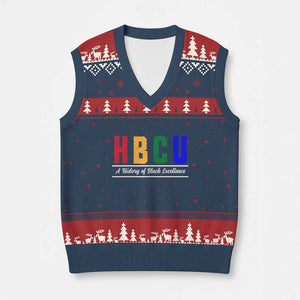 HBCU A History of Black Excellence V-Neck Knit Sweater Vest College Pride Statement Celebrating African American Achievement TS02 Navy Red Print Your Wear