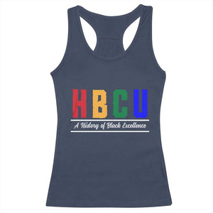 HBCU A History of Black Excellence Racerback Tank Top College Pride Statement Celebrating African American Achievement TS02 Navy Print Your Wear